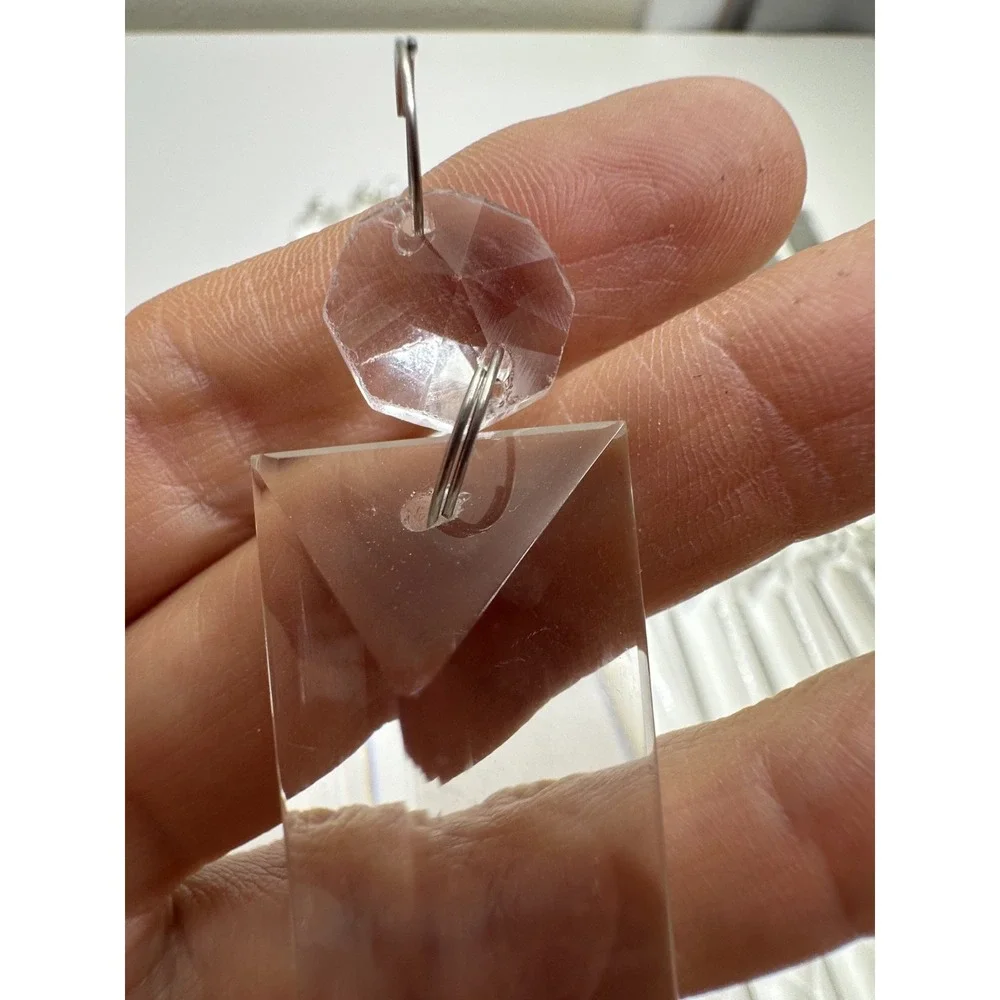 Crystal Chandelier Prisms Replacements Craft Set 40 Pc Dangle Silver Rings